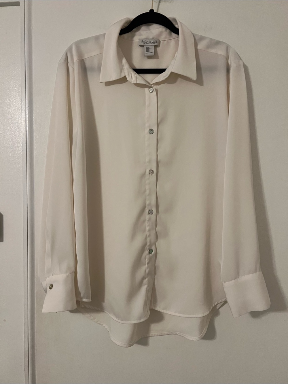 Rachel Zoe Ivory Button-Down silky Blouse size XL (A234)